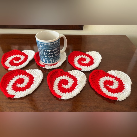 Handmade Crocheted Coasters- Heart Shaped - Picture 3 of 4